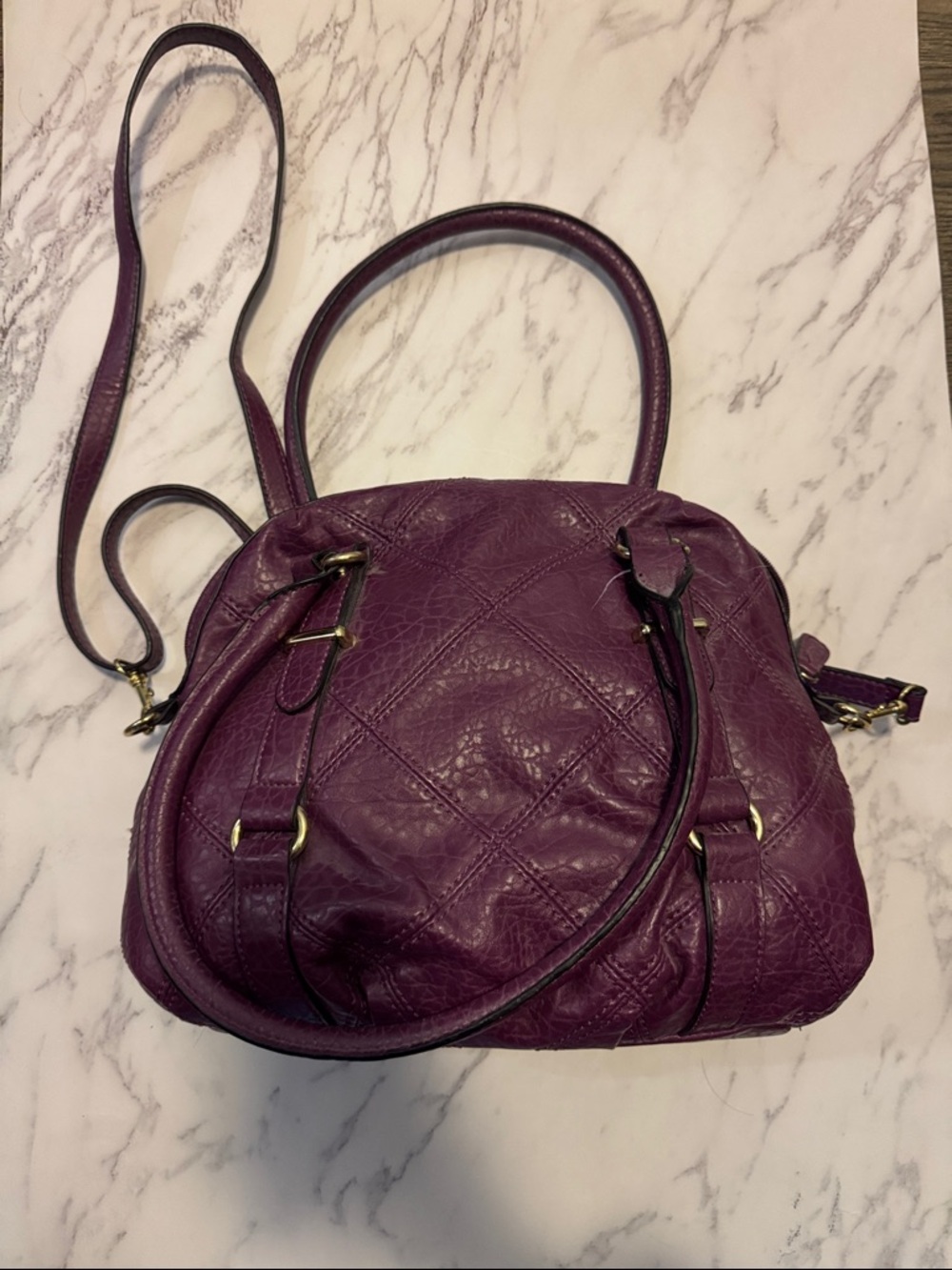 Style & Co. Quilted Purple Leather Shoulder Satchel
